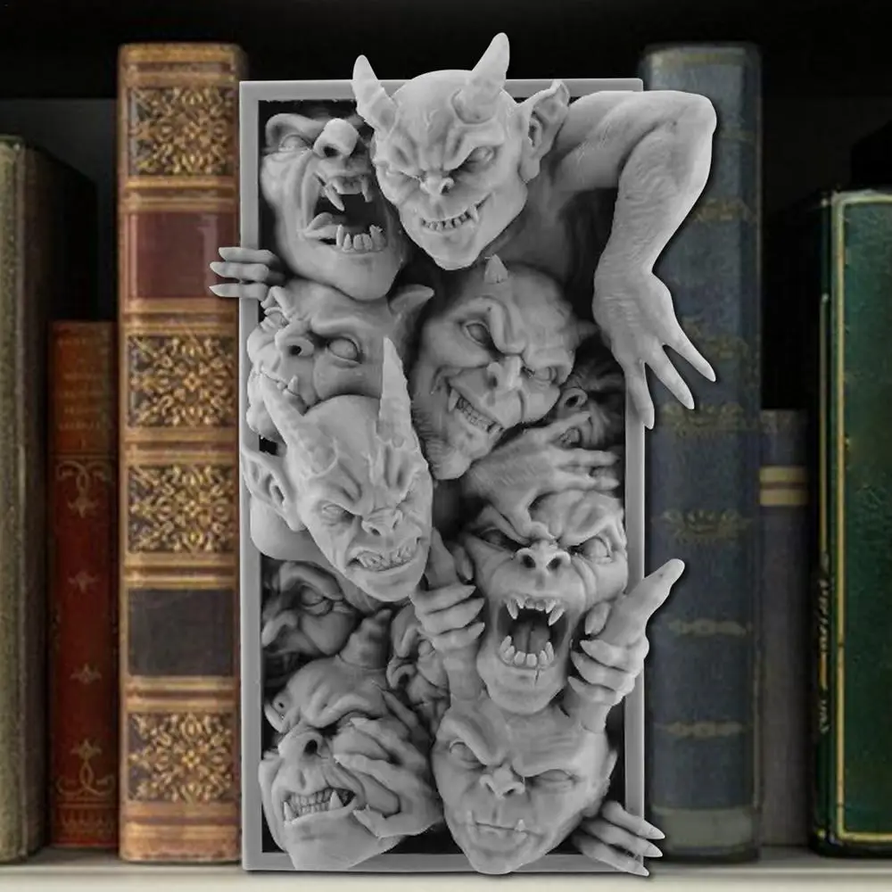 Demon Book Stopper Decorations Resin Devil Figurine Horror Resin Gothic Statue Shelf Decoration For School Home Offices