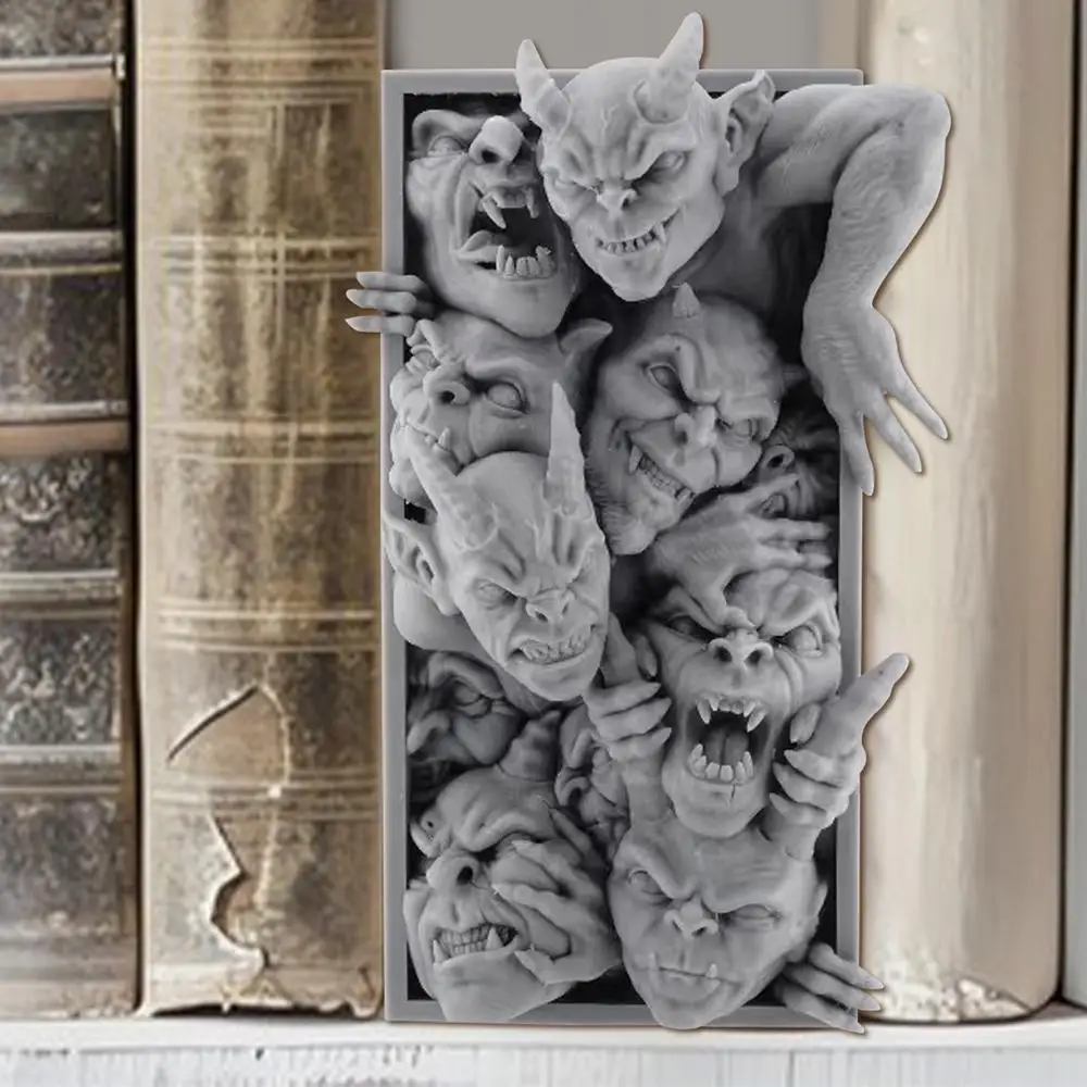 Demon Book Stopper Decorations Resin Devil Figurine Horror Resin Gothic Statue Shelf Decoration For School Home Offices