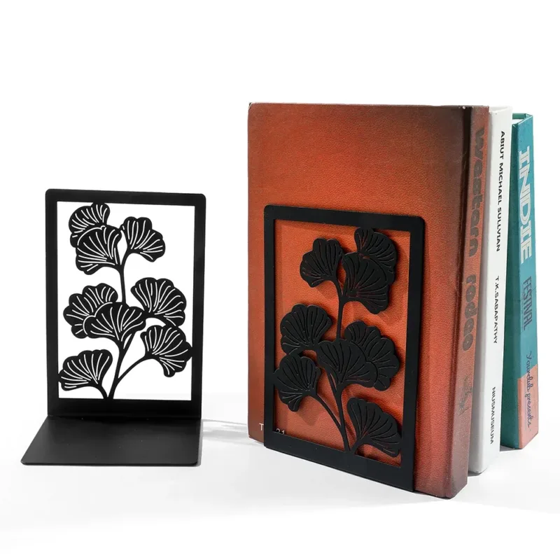 3 Style Ginkgo Leaf Bookends Bring Luck Metal Bookends Office Desktop Home for Book Lovers Office supplies Book rack Bookshelf - Image 6