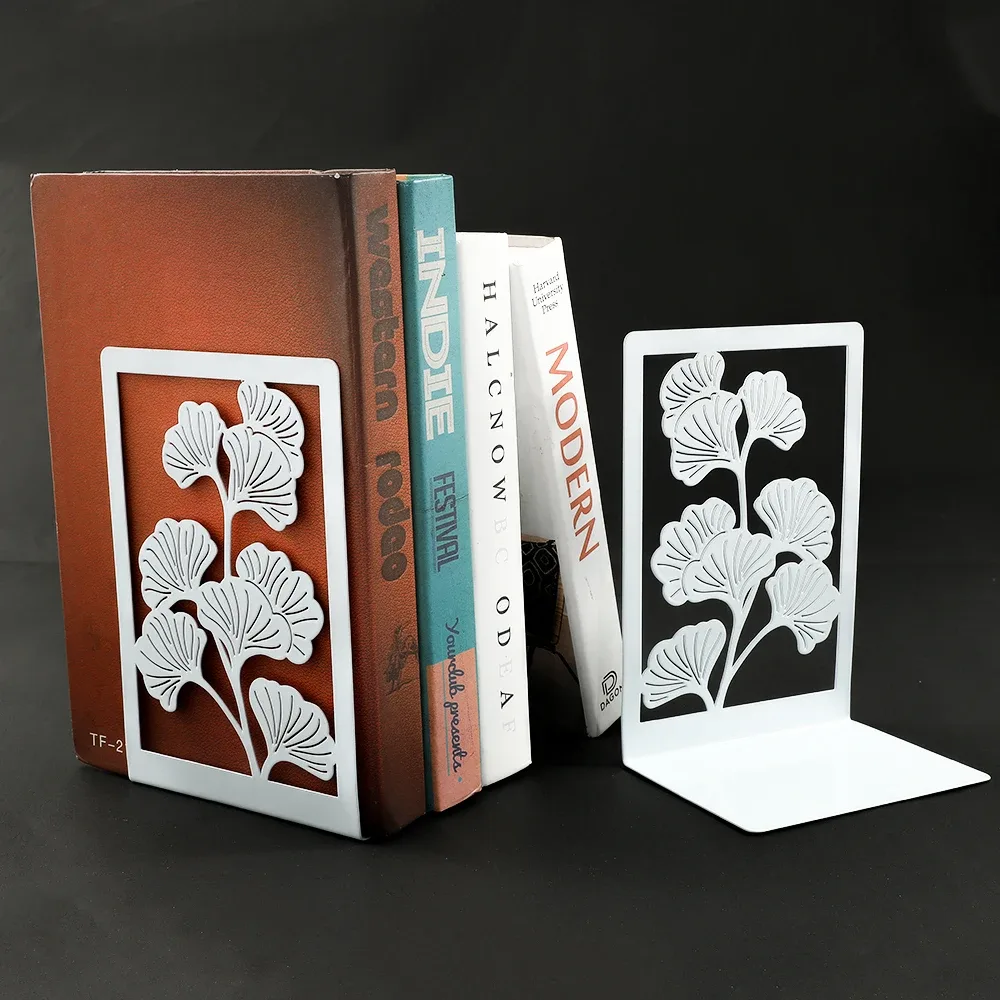3 Style Ginkgo Leaf Bookends Bring Luck Metal Bookends Office Desktop Home for Book Lovers Office supplies Book rack Bookshelf