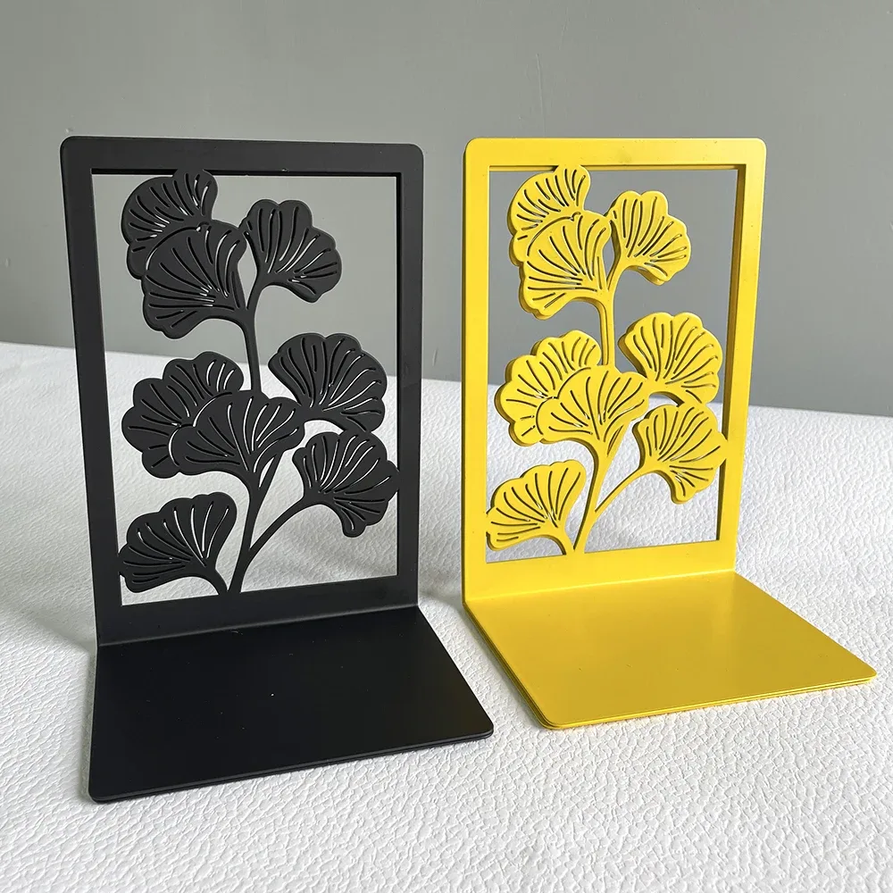 3 Style Ginkgo Leaf Bookends Bring Luck Metal Bookends Office Desktop Home for Book Lovers Office supplies Book rack Bookshelf