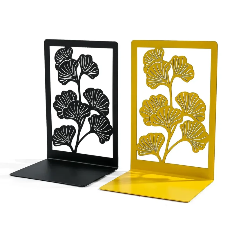 3 Style Ginkgo Leaf Bookends Bring Luck Metal Bookends Office Desktop Home for Book Lovers Office supplies Book rack Bookshelf - Image 3