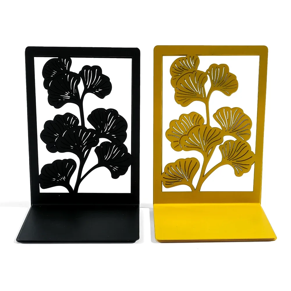 3 Style Ginkgo Leaf Bookends Bring Luck Metal Bookends Office Desktop Home for Book Lovers Office supplies Book rack Bookshelf