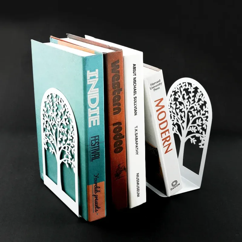 White Tree of Life Desktop Book Ends Office Desktop Home Bookend Gift for Book Loves Office Desktop Iron Book rack - Image 4