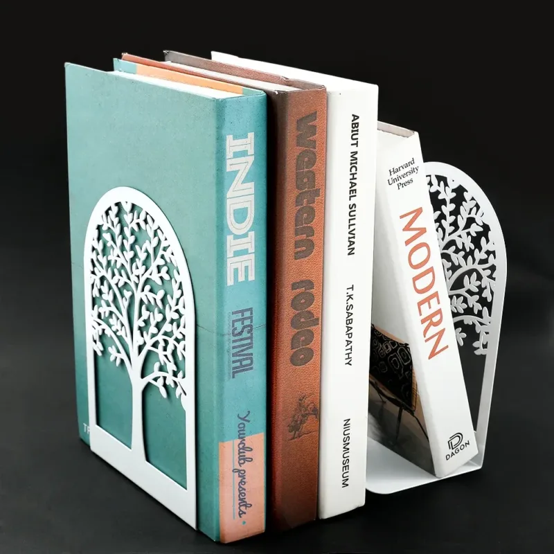 White Tree of Life Desktop Book Ends Office Desktop Home Bookend Gift for Book Loves Office Desktop Iron Book rack - Image 3