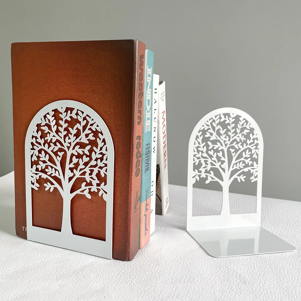 White Tree of Life Desktop Book Ends Office Desktop Home Bookend Gift for Book Loves Office Desktop Iron Book rack