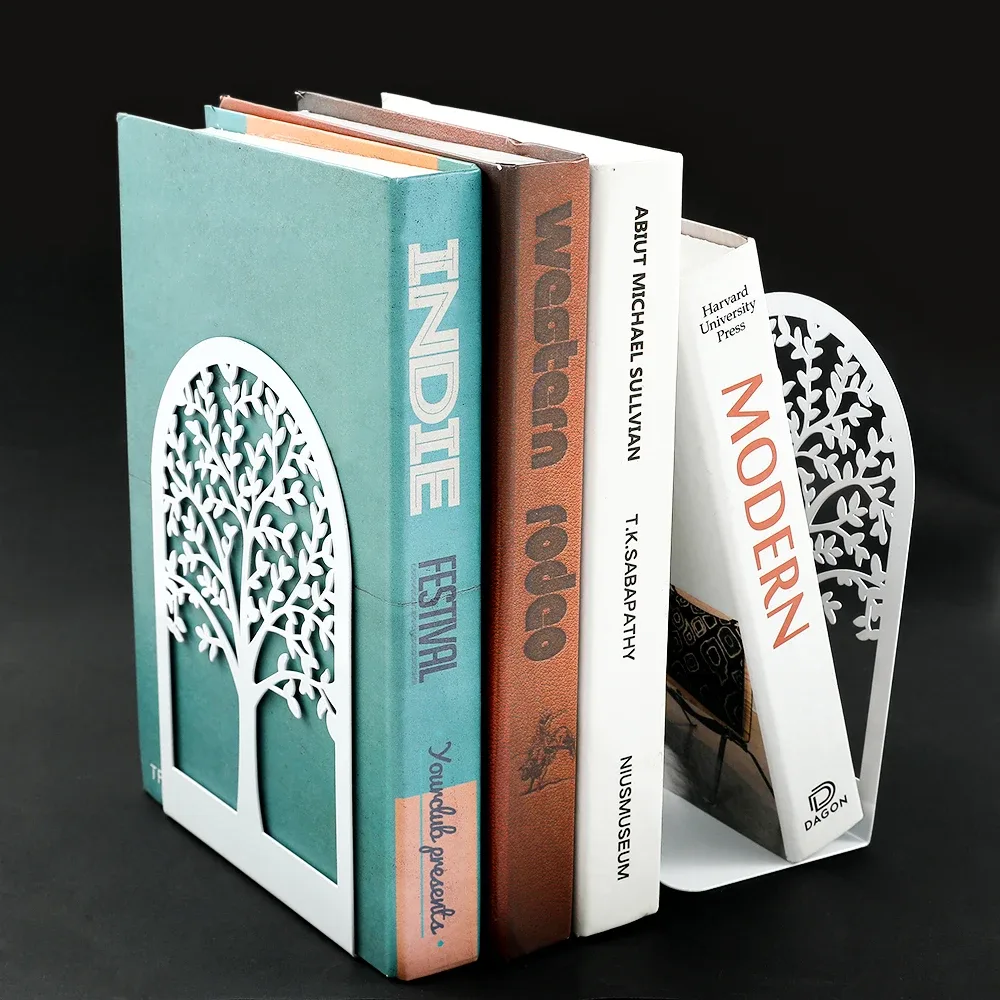 White Tree of Life Desktop Book Ends Office Desktop Home Bookend Gift for Book Loves Office Desktop Iron Book rack