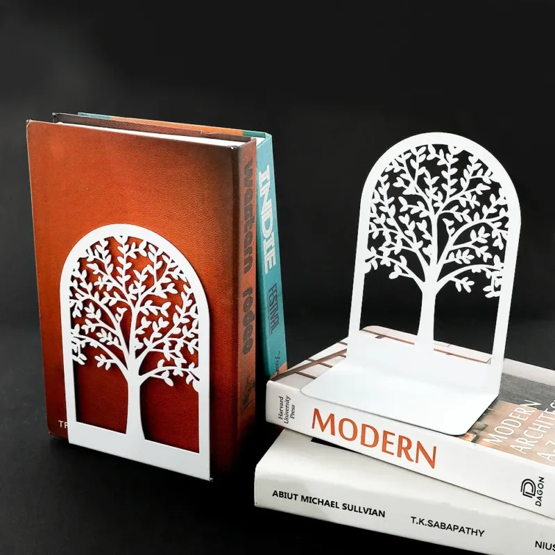 White Tree of Life Desktop Book Ends Office Desktop Home Bookend Gift for Book Loves Office Desktop Iron Book rack - Image 5