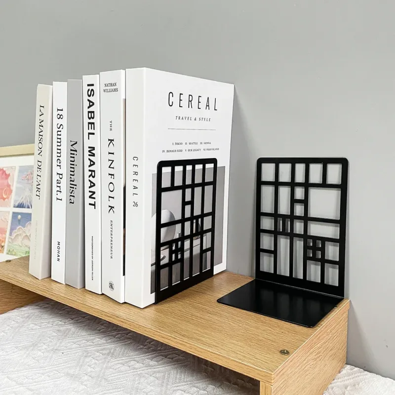 2pcs Bookcase Railing Book End Bookcase End Heavy Duty Book End Storage Bookcase Home Book End Book Holder Iron Bookcase - Image 6