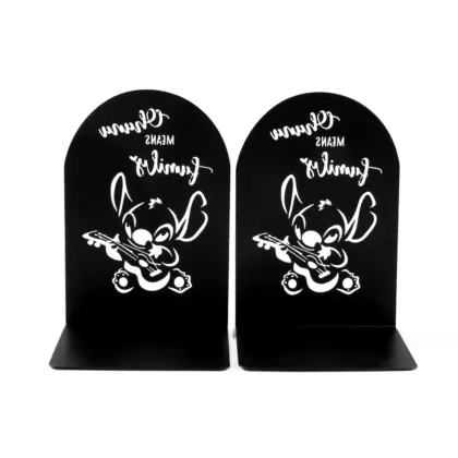 2Pcs Cute Stitch Book Ends Heavy Duty Metal Bookends Office Desktop Home Bookshelf Book Rack Office supplies for Book Lovers