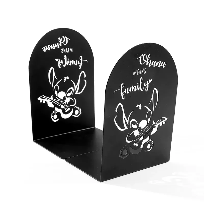 2Pcs Cute Stitch Book Ends Heavy Duty Metal Bookends Office Desktop Home Bookshelf Book Rack Office supplies for Book Lovers - Image 3