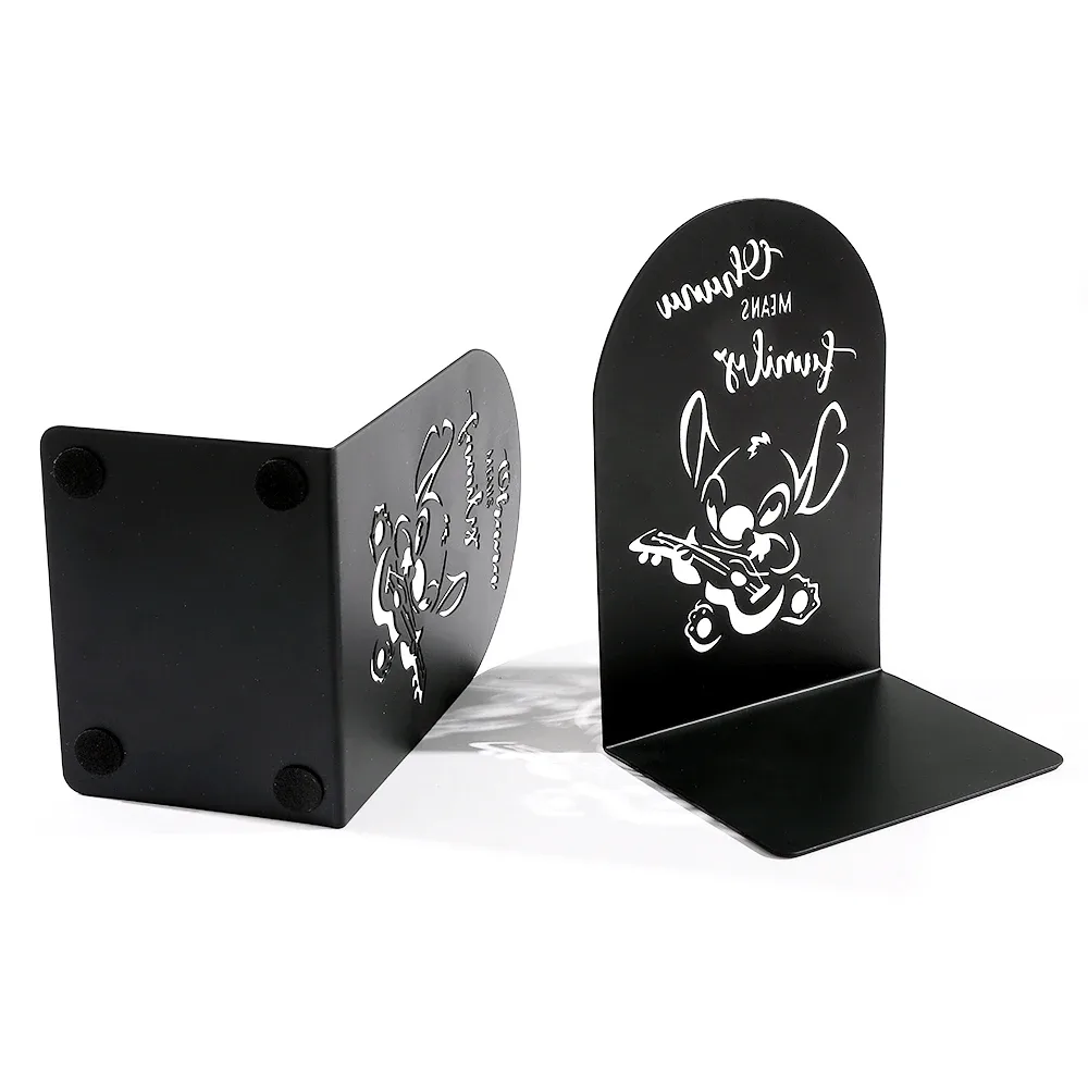 2Pcs Cute Stitch Book Ends Heavy Duty Metal Bookends Office Desktop Home Bookshelf Book Rack Office supplies for Book Lovers