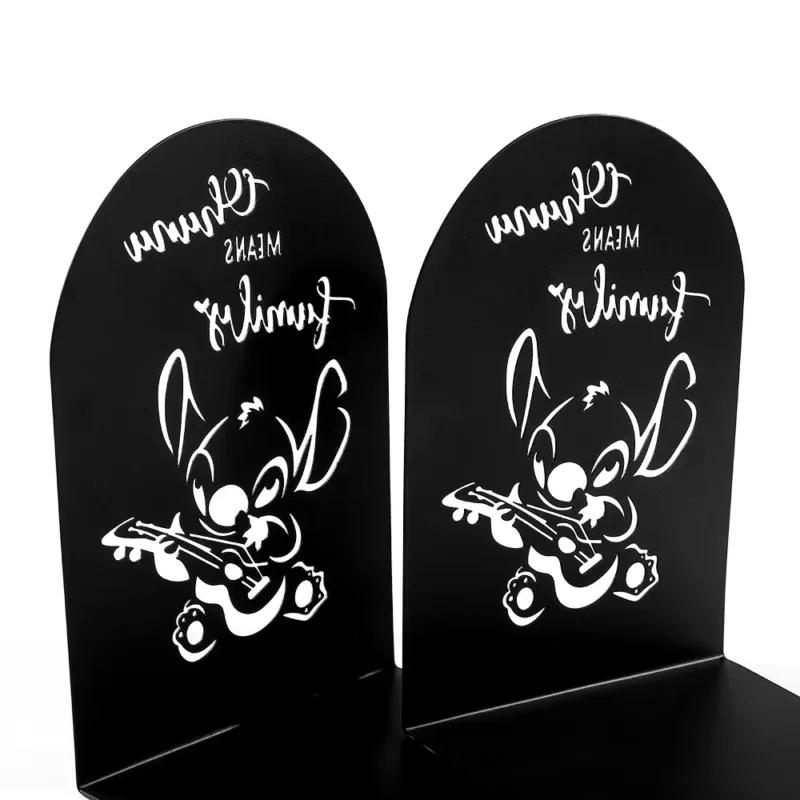 2Pcs Cute Stitch Book Ends Heavy Duty Metal Bookends Office Desktop Home Bookshelf Book Rack Office supplies for Book Lovers - Image 4