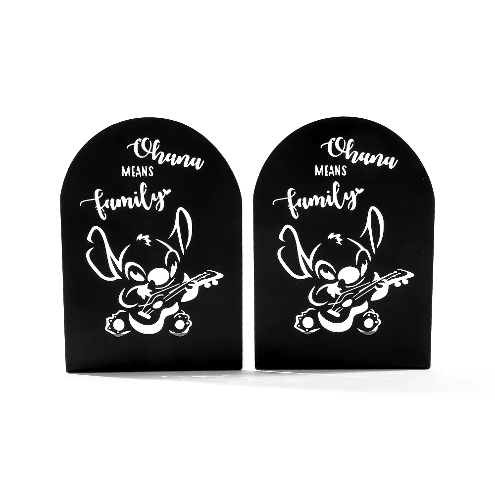 2Pcs Cute Stitch Book Ends Heavy Duty Metal Bookends Office Desktop Home Bookshelf Book Rack Office supplies for Book Lovers