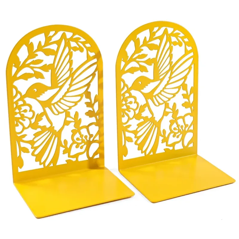 Bird Hollow Out Craft Bookends for Men Women Metal Book Ends Heavy Duty Bookends, Home Office Supplies Office Desktop Bookends - Image 3