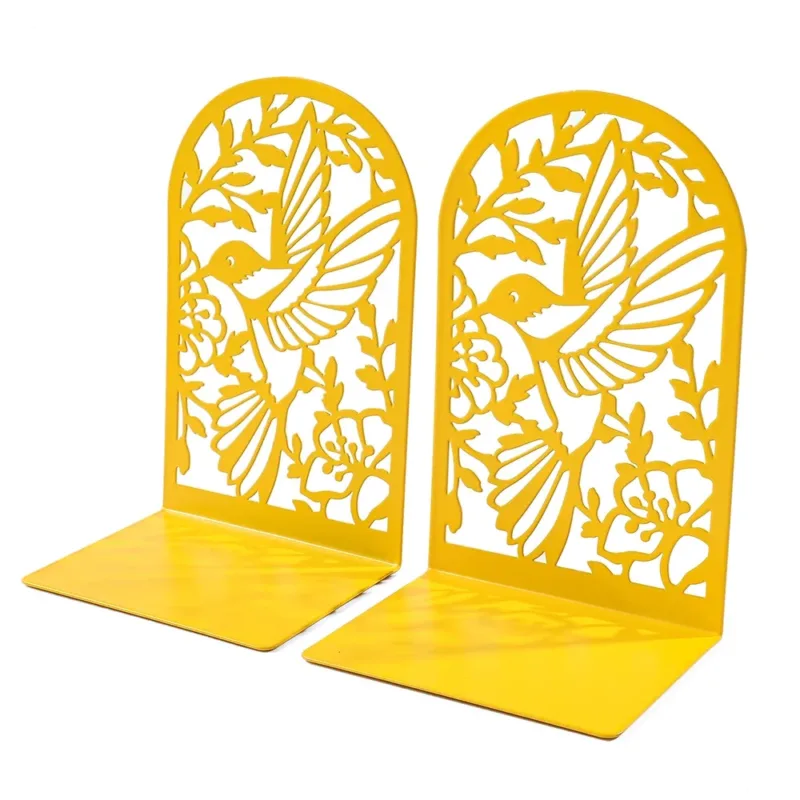 Bird Hollow Out Craft Bookends for Men Women Metal Book Ends Heavy Duty Bookends, Home Office Supplies Office Desktop Bookends - Image 2