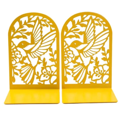 Bird Hollow Out Craft Bookends for Men Women Metal Book Ends Heavy Duty Bookends, Home Office Supplies Office Desktop Bookends