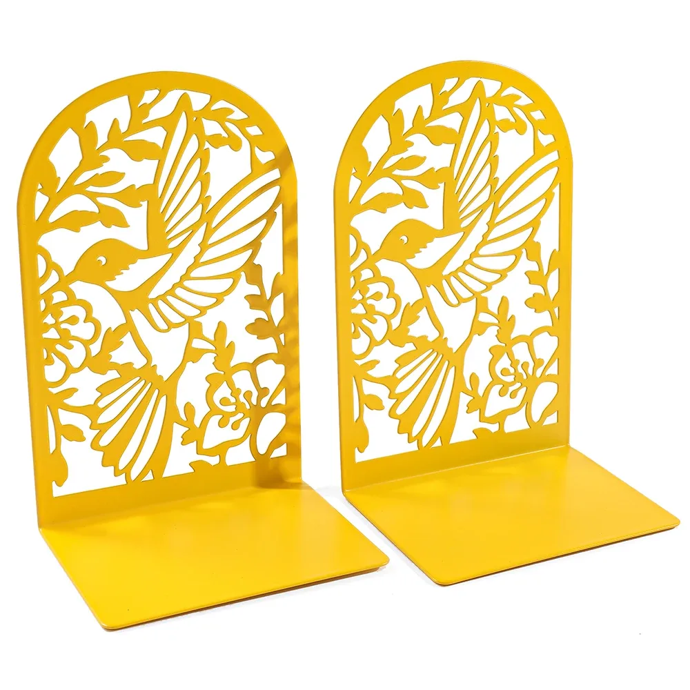 Bird Hollow Out Craft Bookends for Men Women Metal Book Ends Heavy Duty Bookends, Home Office Supplies Office Desktop Bookends