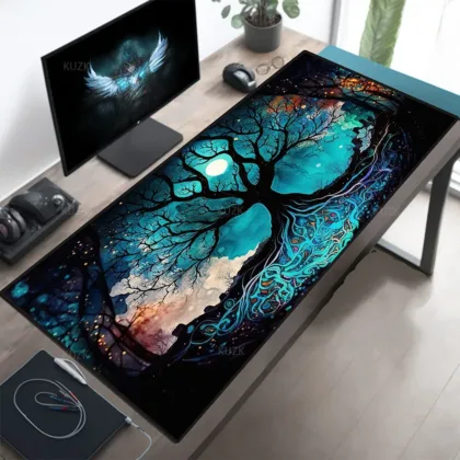 Gothic Wonders Desk Mat – XXL Mouse Pad με Cyberpunk Cat City Σχέδιο για Gaming