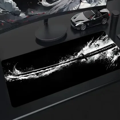 Μαύρο Mouse Pad με Ιαπωνικό Κατάνα – Αντιολισθητικό Gaming Mousepad