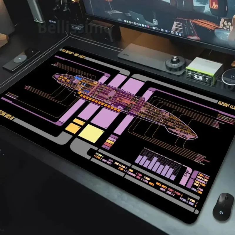 Starship Blueprint Pad Desk Pad Mouse Pad Gamer Computer Cabinet Star Trek Game Office Accessories Keyboard Anime Extended Large - Image 2