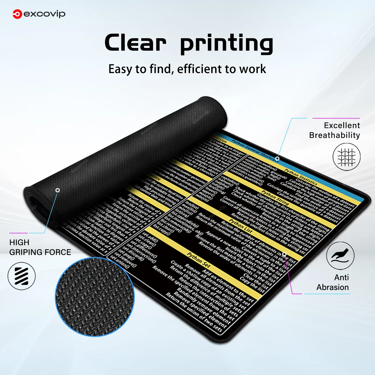 EXCO Python Programing Mouse Pad Large for Pycharm Shortcuts Cheat Sheet Keyboard Mousepad Software Web AI Engineer Desk Mat