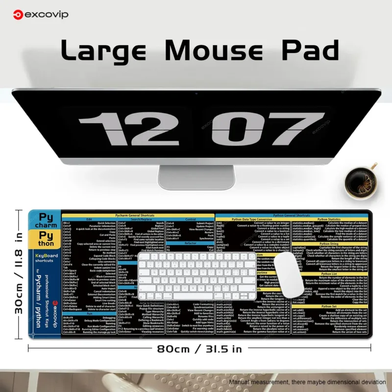 EXCO Python Programing Mouse Pad Large for Pycharm Shortcuts Cheat Sheet Keyboard Mousepad Software Web AI Engineer Desk Mat - Image 5