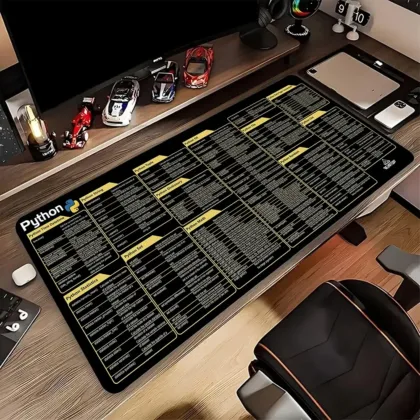 Python Programing Mouse Pad Large Shortcut Keyboard Mousepad for Database Engineer Non-Slip Stitched Edge Desk Mat 800x300mm