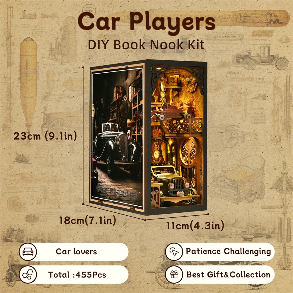 Ξύλινο Παζλ Book Nook Kit Classic Car 3 Ξύλινο Παζλ Book Nook Kit Classic Car - Image 3