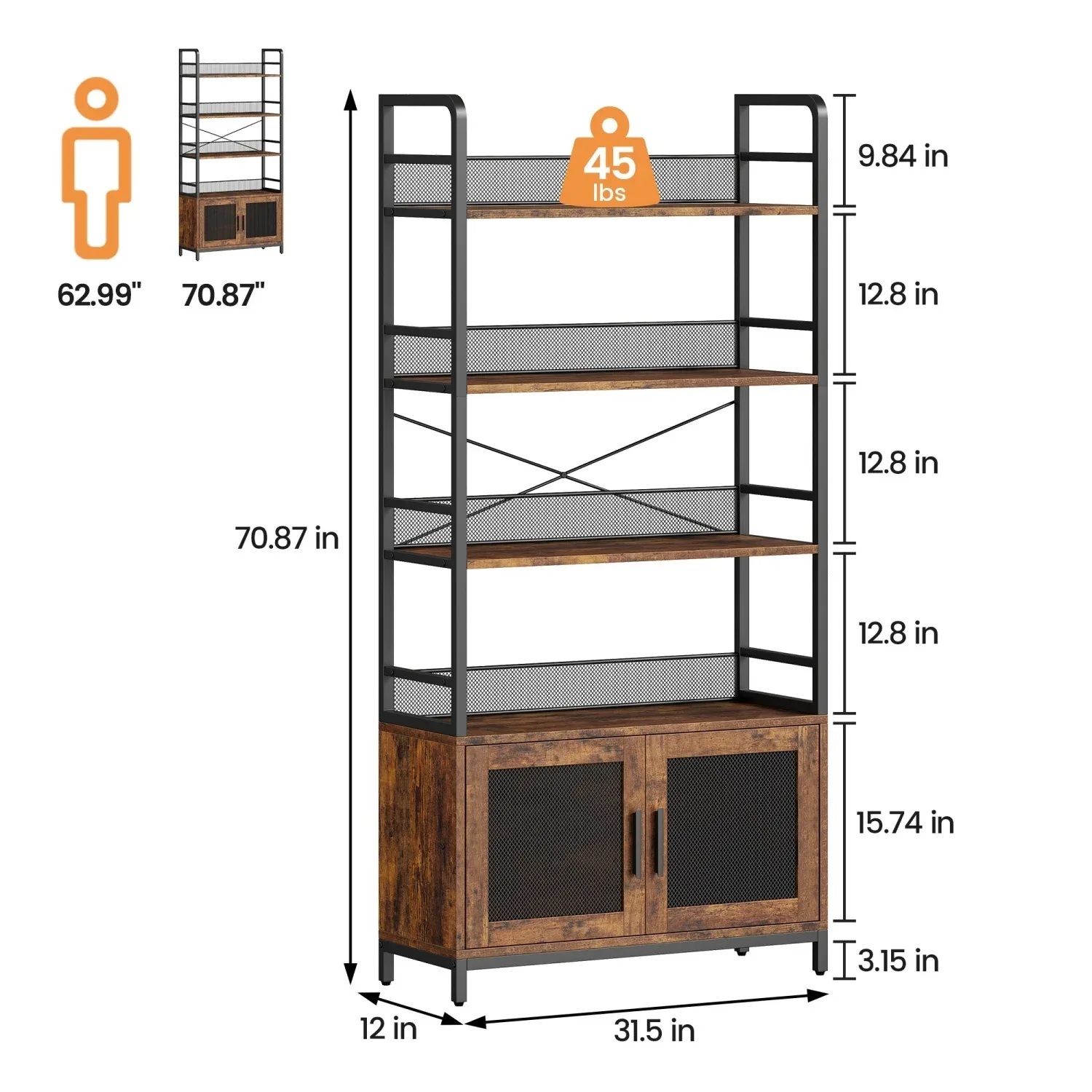 Βιβλιοθήκη με Ντουλάπια και 4 ράφια | 180cm 2 Βιβλιοθήκη με Ντουλάπια και 4 ράφια | 180cm - Image 2